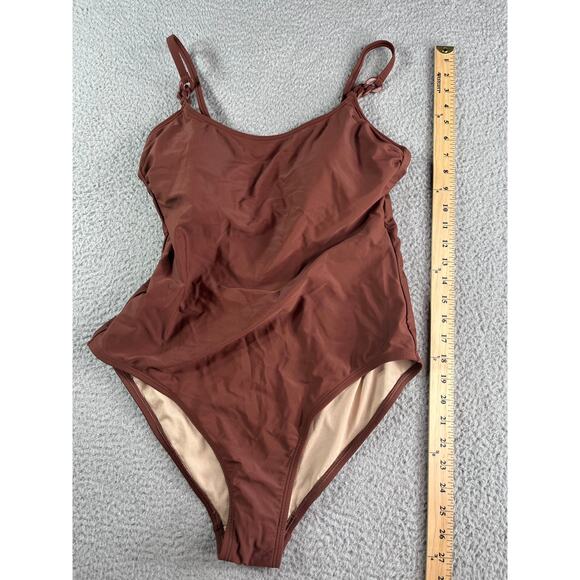 Kona Sol Swimsuit Womens Large Brown Padded Accent One Piece Medium Coverage NWT - Picture 4 of 10